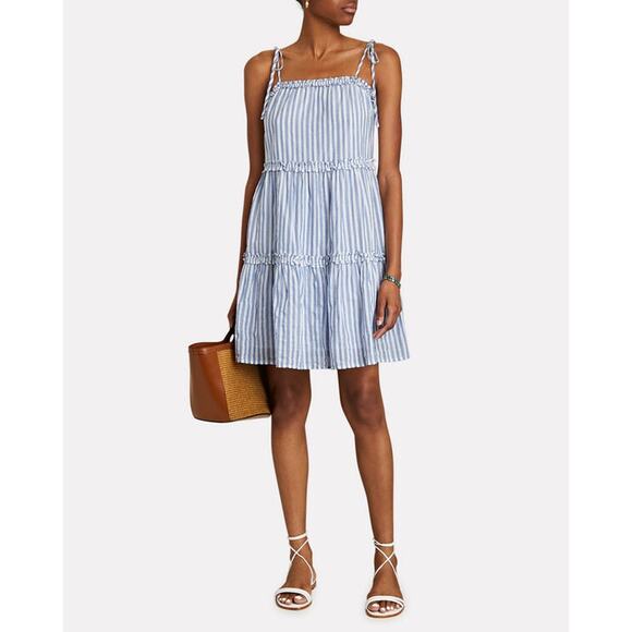 Rails Caralyn Lighthouse Blue White Striped Tie Shoulder Mini Shift Dress Size S - Picture 2 of 12